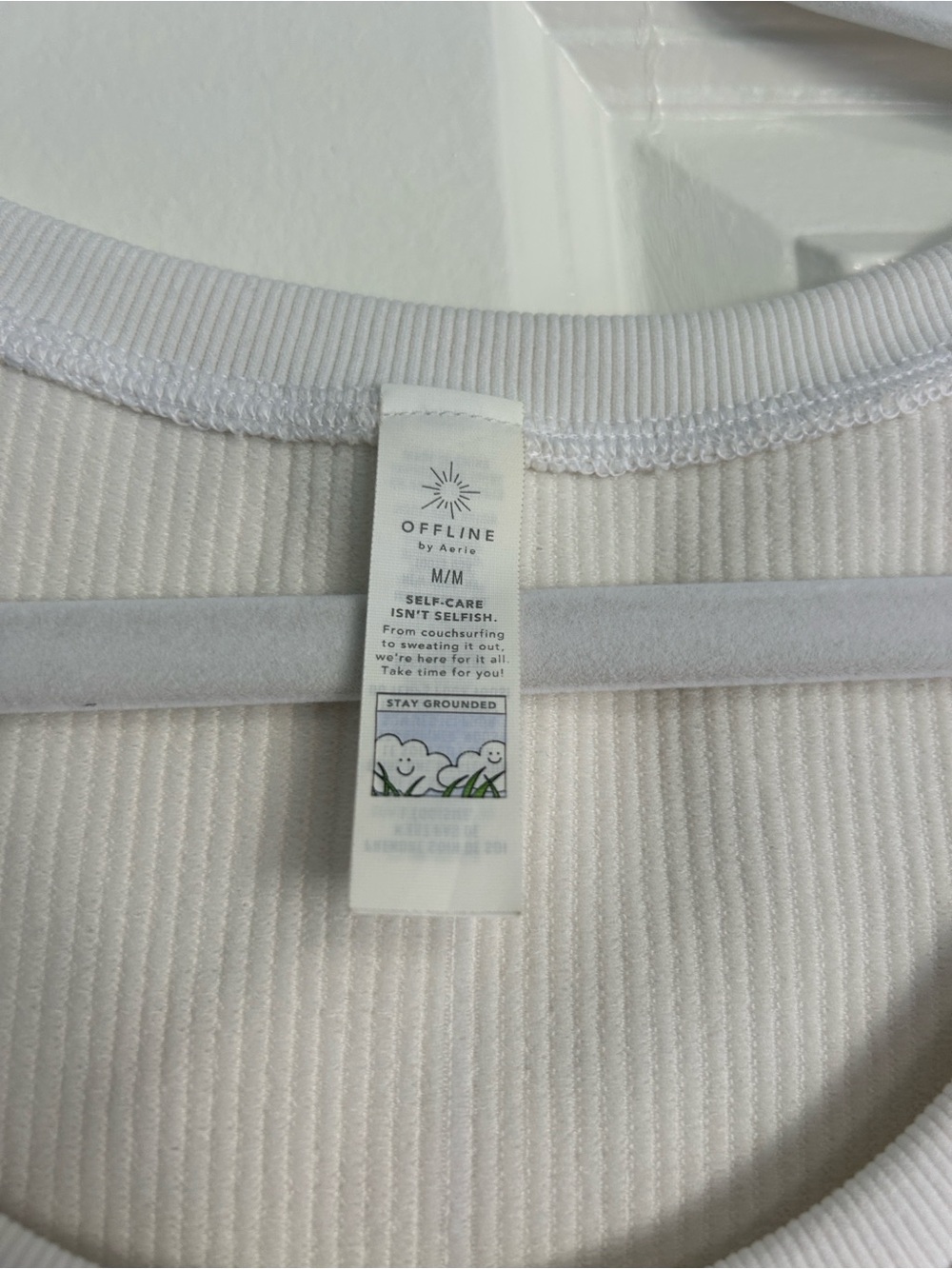 Aerie White Ribbed Scoop Crop Top - Picture 2 of 4